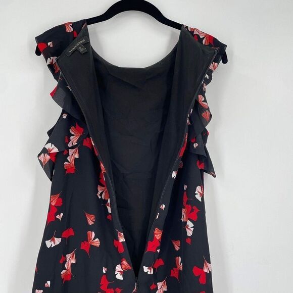 Banana Republic Floral Print Flutter Sleeve Shift Dress Black Red Size 0 XS - Picture 4 of 13